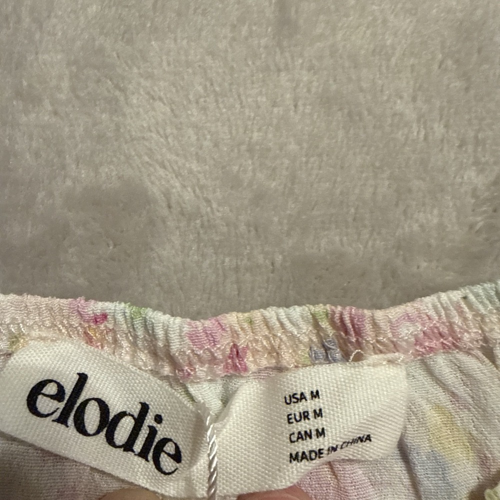 Anthropologie Elodie Pink and White Floral Crop Size M New Cottagecore Coquette - Picture 6 of 8